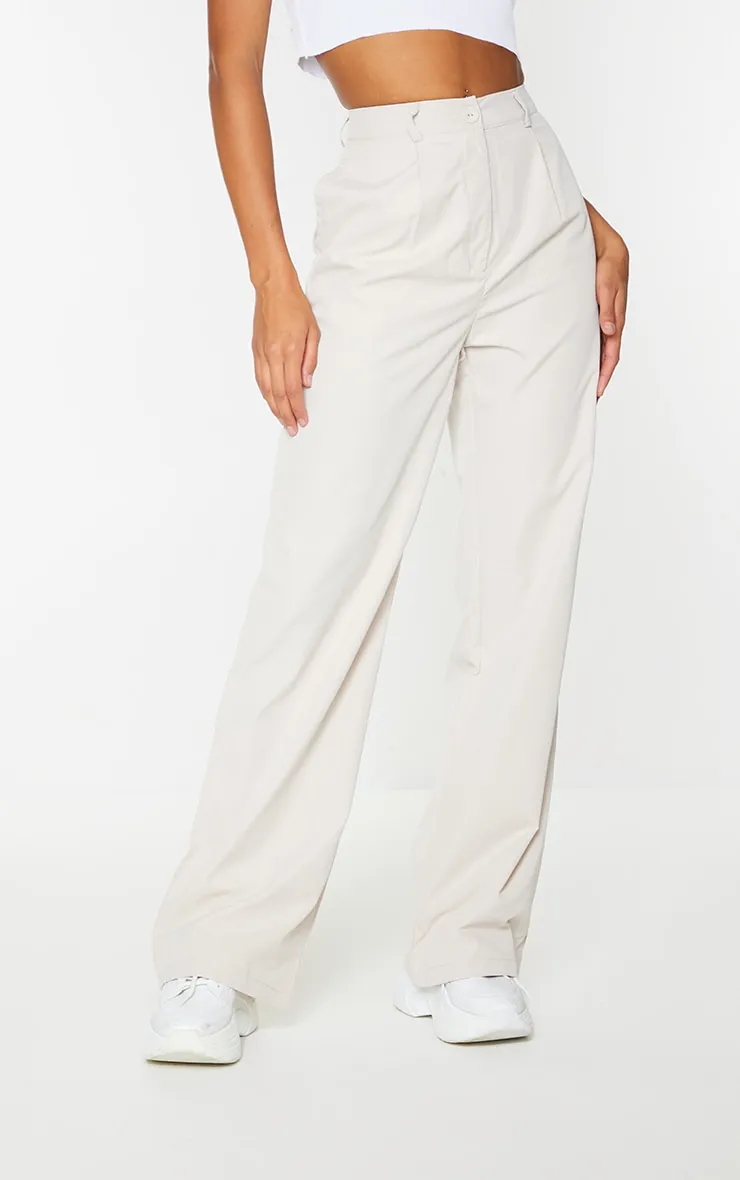Stone Peach Skin Straight Leg Trousers sold by Pretty Little Thing product image thumbnail 2