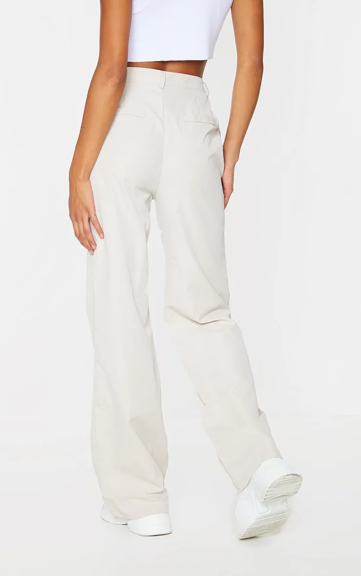 Stone Peach Skin Straight Leg Trousers sold by Pretty Little Thing product image thumbnail 3