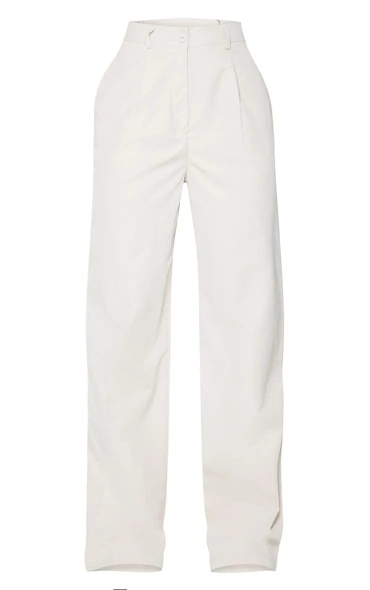Stone Peach Skin Straight Leg Trousers sold by Pretty Little Thing product image thumbnail 5