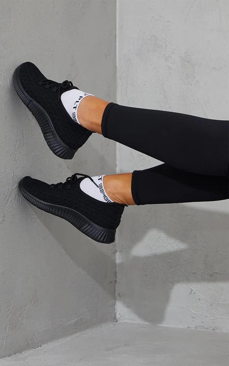 Black Knitted Lace Up Sports Trainers sold by Pretty Little Thing product image thumbnail 2