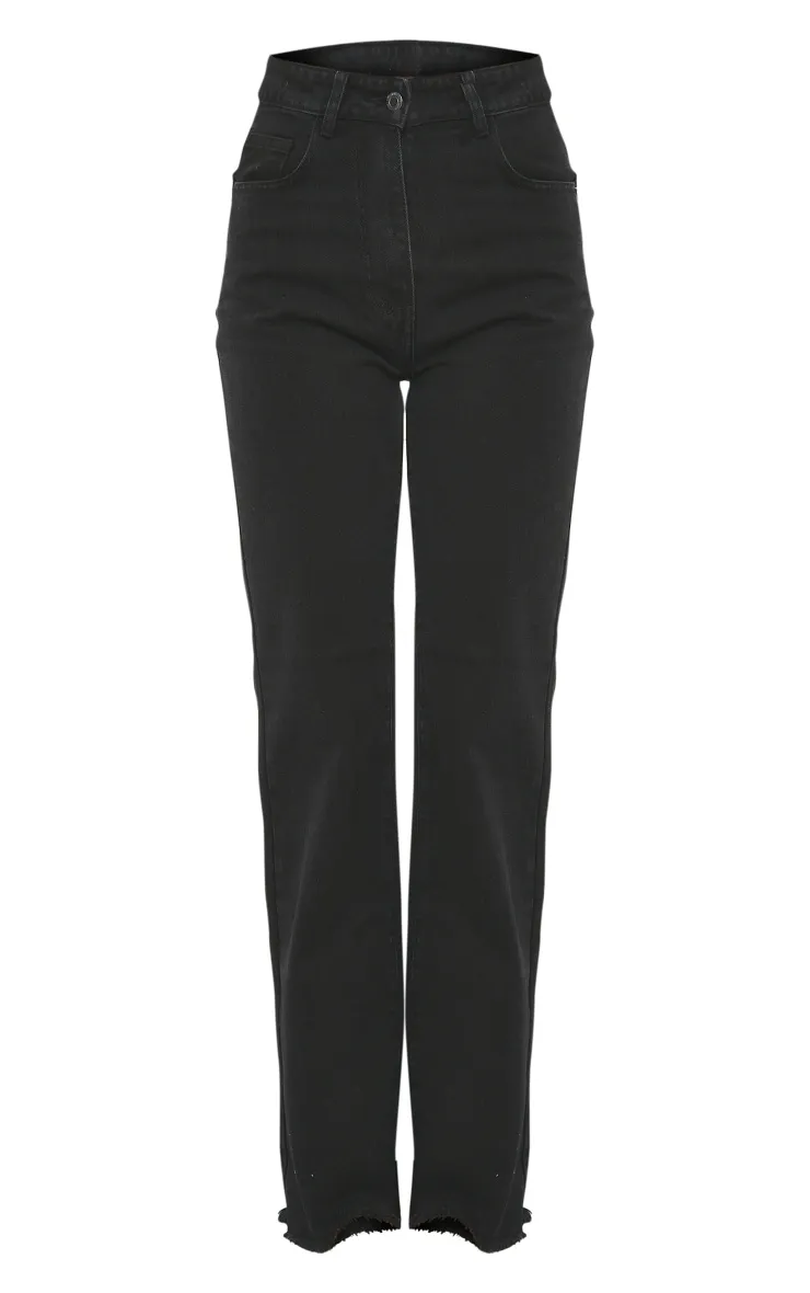 Washed Black Frayed Hem Wide Leg Jeans sold by Pretty Little Thing product image thumbnail 5
