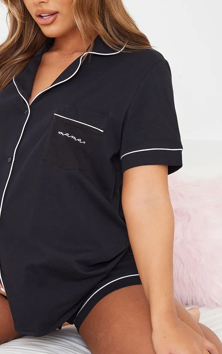 Maternity Black Mama Button Front PJ Top sold by Pretty Little Thing product image thumbnail 4