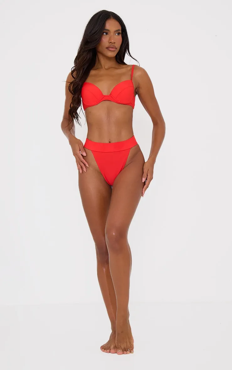 Red Push Up Cupped Mix & Match Bikini Top sold by Pretty Little Thing product image thumbnail 3
