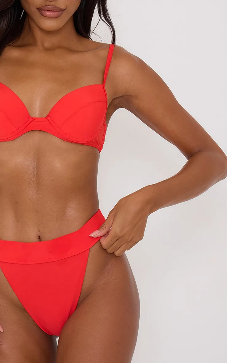 Red Push Up Cupped Mix & Match Bikini Top sold by Pretty Little Thing product image thumbnail 4