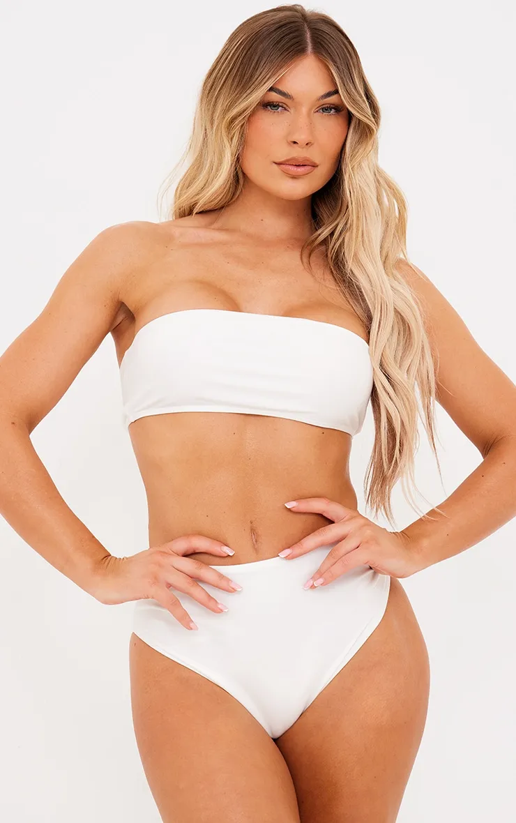White Bandeau Mix & Match Bikini Top sold by Pretty Little Thing