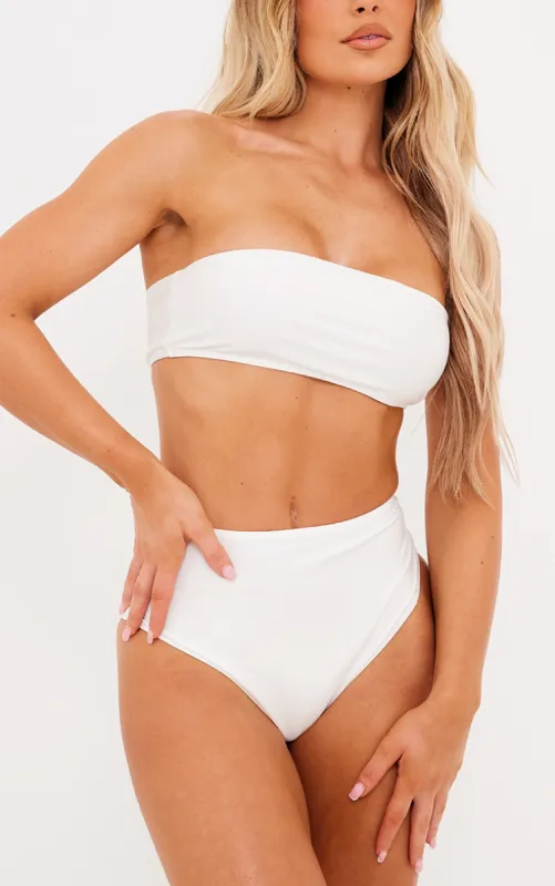 White Mix & Match High Waist Bikini Bottoms sold by Pretty Little Thing