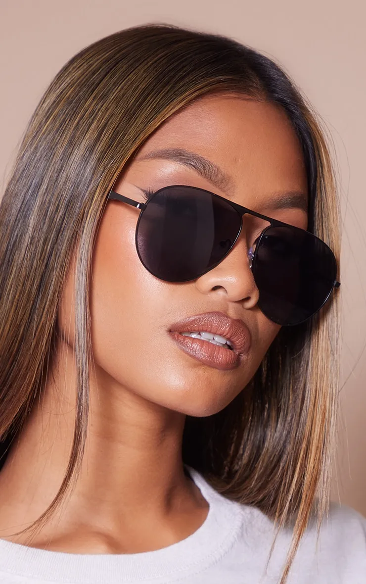 Black Basic Aviator Sunglasses sold by Pretty Little Thing