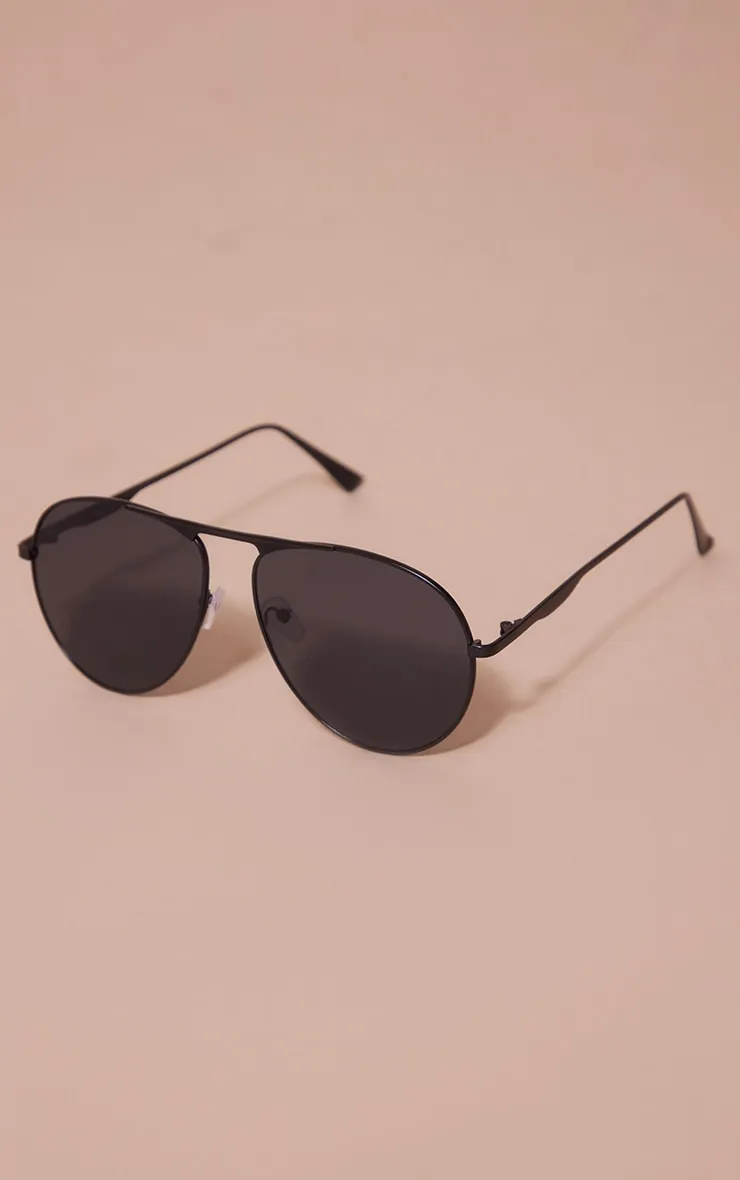 Black Basic Aviator Sunglasses sold by Pretty Little Thing product image thumbnail 2