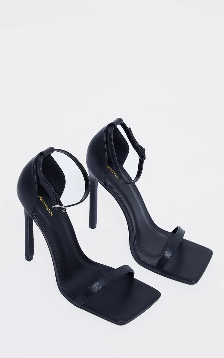 Black WIDE FIT Pu Barely There Strappy Heeled Sandals sold by Pretty Little Thing product image thumbnail 3