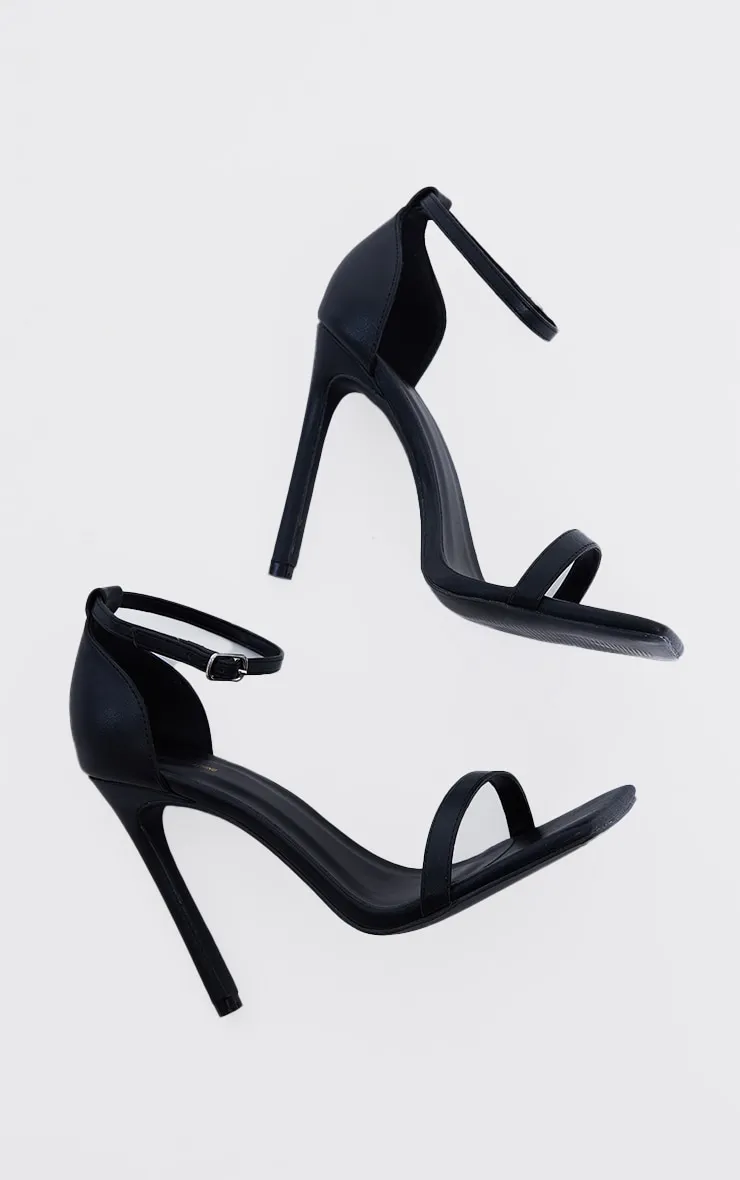 Black WIDE FIT Pu Barely There Strappy Heeled Sandals sold by Pretty Little Thing product image thumbnail 4