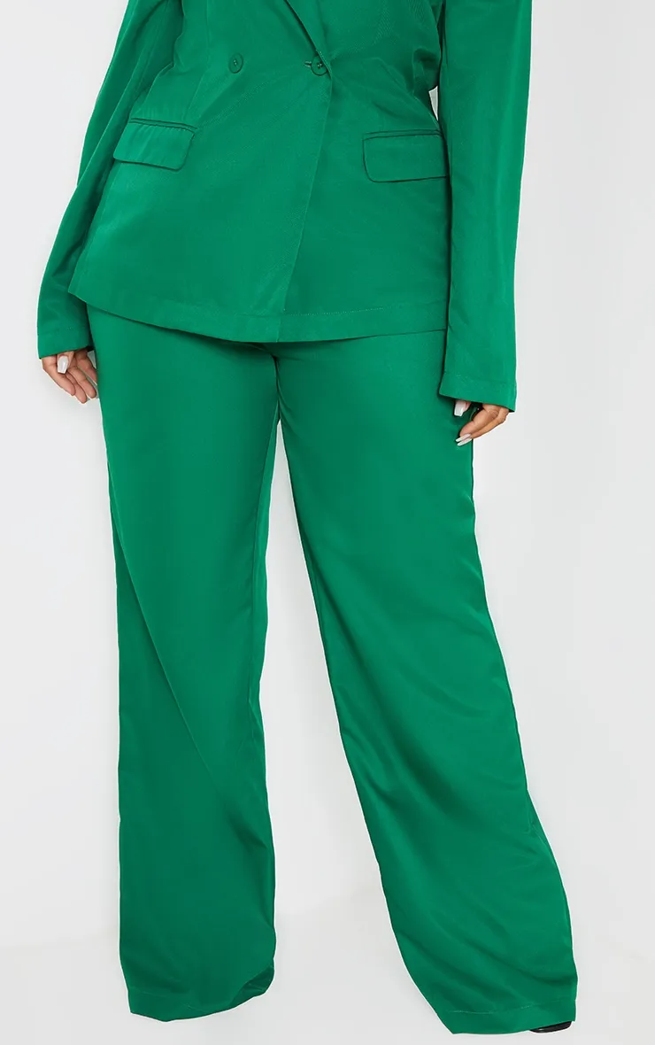 Plus Green Woven Elastic Waist Wide Leg Trousers sold by Pretty Little Thing product image thumbnail 2