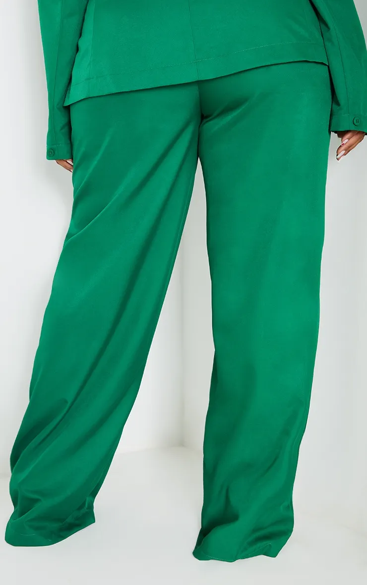 Plus Green Woven Elastic Waist Wide Leg Trousers sold by Pretty Little Thing product image thumbnail 3