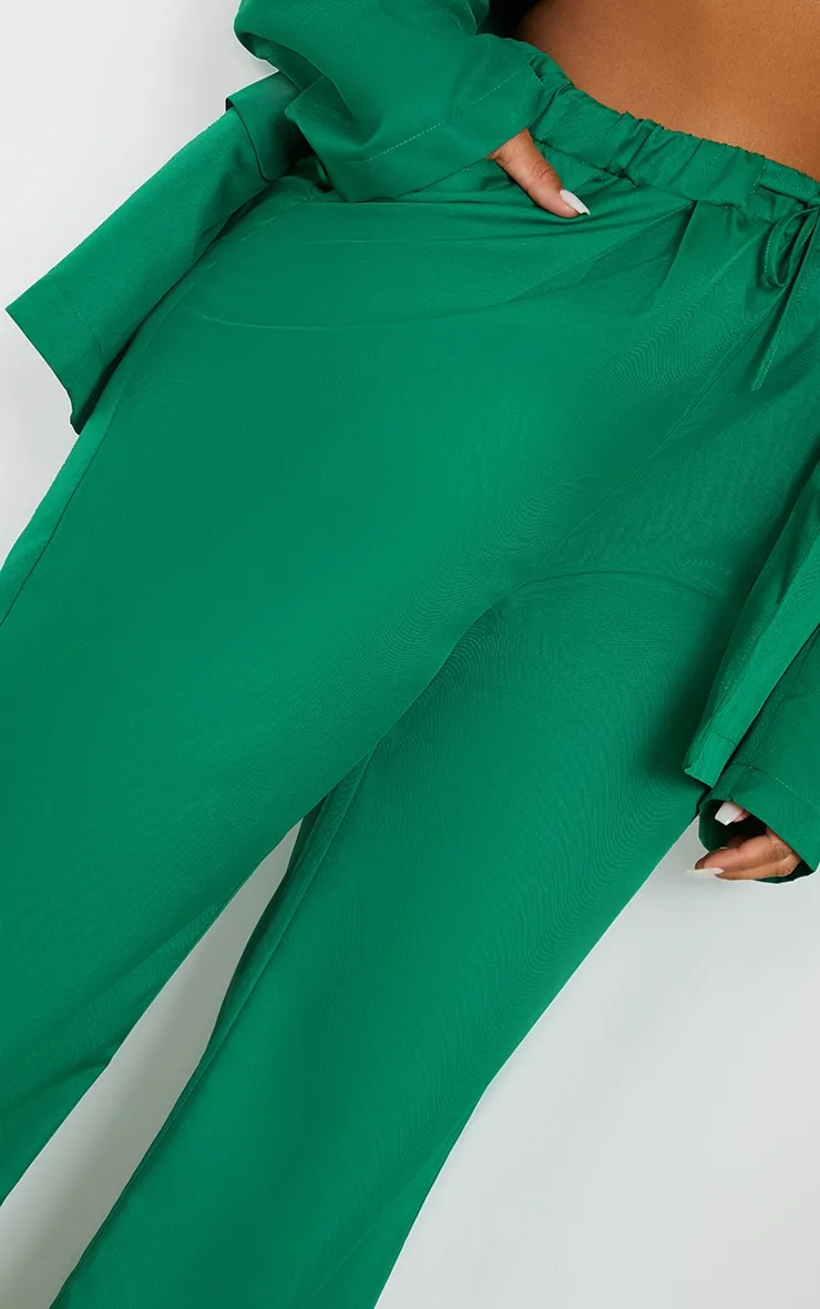 Plus Green Woven Elastic Waist Wide Leg Trousers sold by Pretty Little Thing product image thumbnail 4