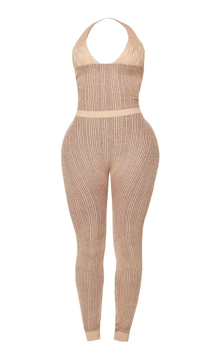 Shape Stone Knit Underbust Detail Halterneck Jumpsuit sold by Pretty Little Thing product image thumbnail 5