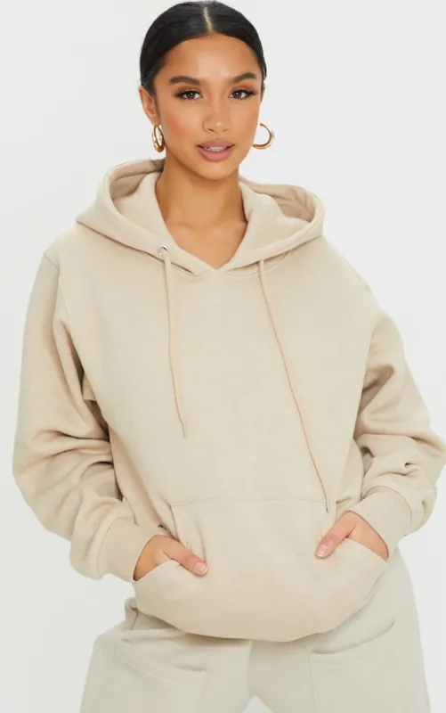 Petite Sand Ultimate Oversized Hoodie sold by Pretty Little Thing