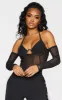 Shape Black Chiffon Corset Detail Long Sleeve Crop Top sold by Pretty Little Thing