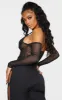 Shape Black Chiffon Corset Detail Long Sleeve Crop Top sold by Pretty Little Thing