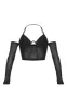 Shape Black Chiffon Corset Detail Long Sleeve Crop Top sold by Pretty Little Thing