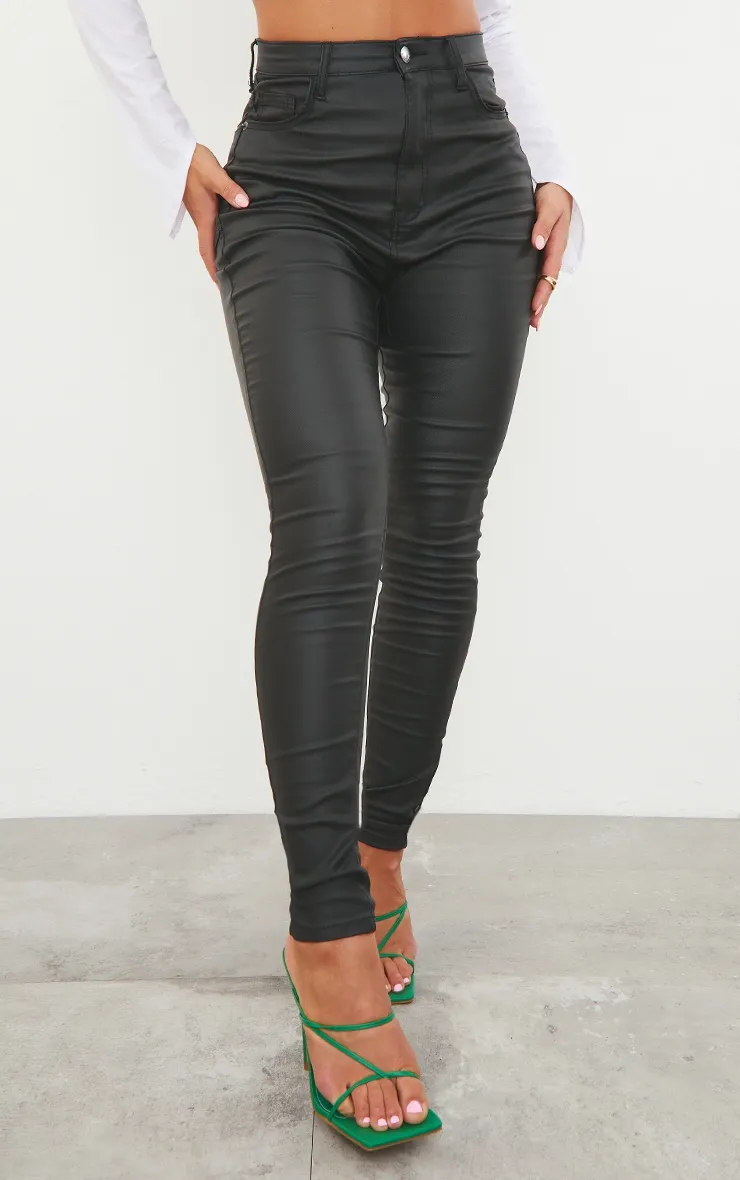 Black Hourglass Coated Skinny Jeans sold by Pretty Little Thing product image thumbnail 2