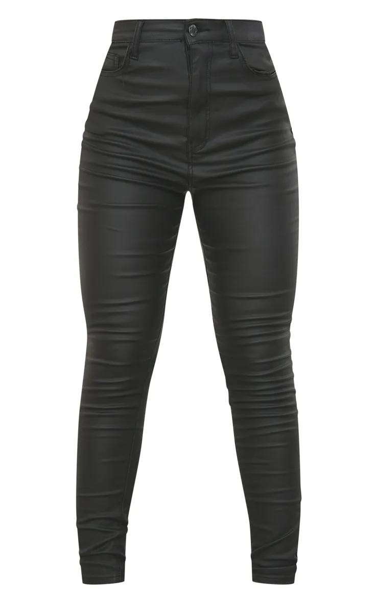 Black Hourglass Coated Skinny Jeans sold by Pretty Little Thing product image thumbnail 5