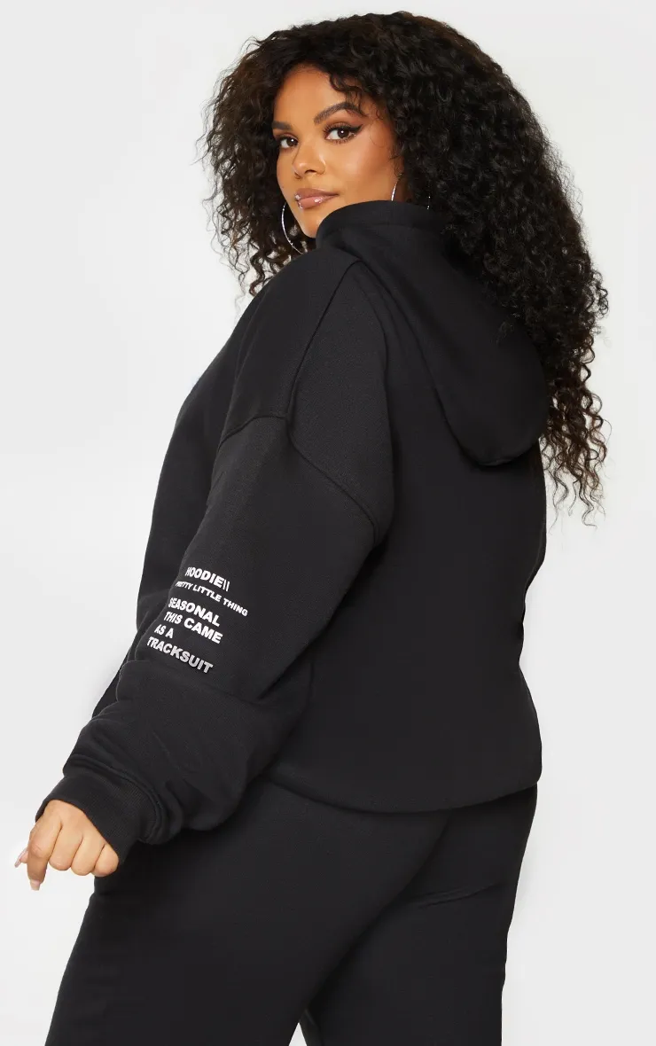 PRETTYLITTLETHING Plus Black Oversized Slogan Print Pocket Front Hoodie sold by Pretty Little Thing product image thumbnail 2