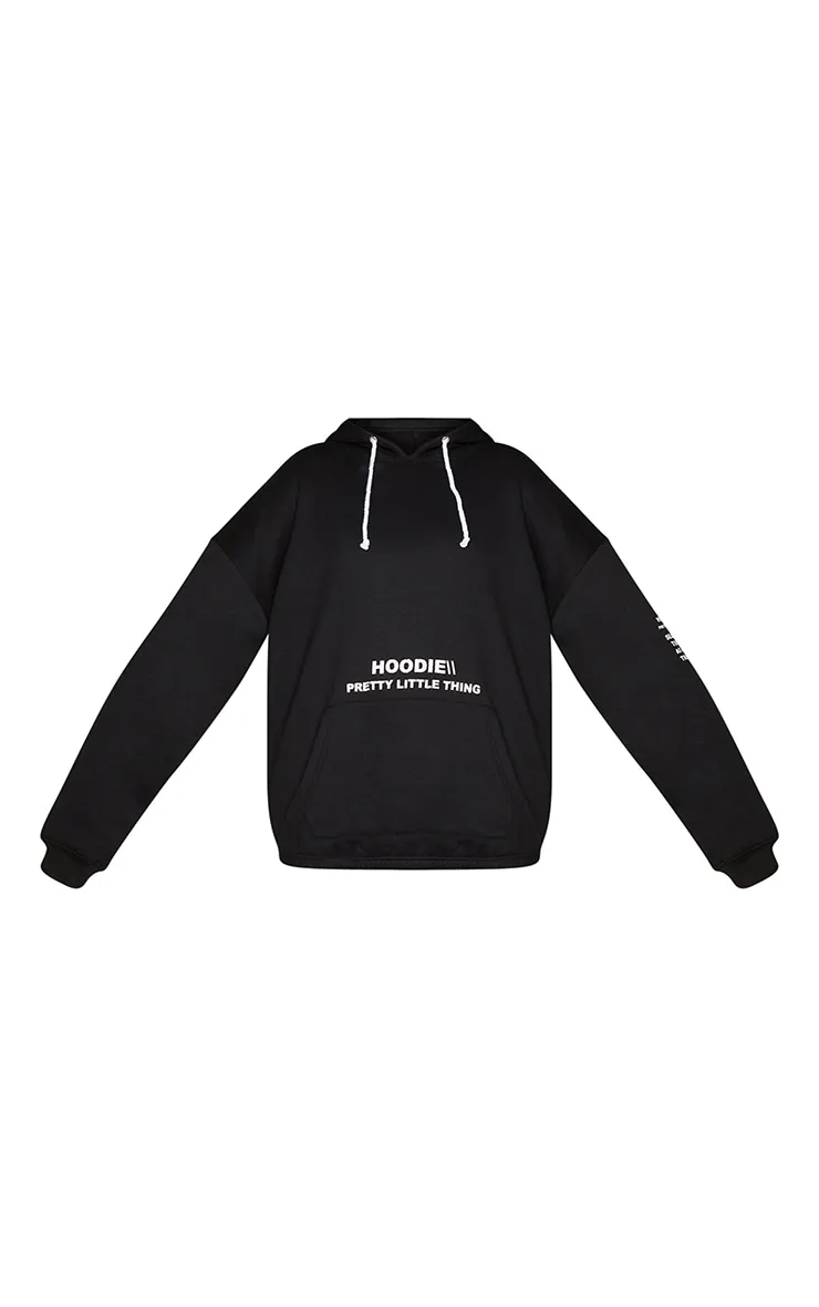 PRETTYLITTLETHING Plus Black Oversized Slogan Print Pocket Front Hoodie sold by Pretty Little Thing product image thumbnail 5