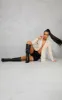Black High Block Heel Croc Knee High Boots sold by Pretty Little Thing