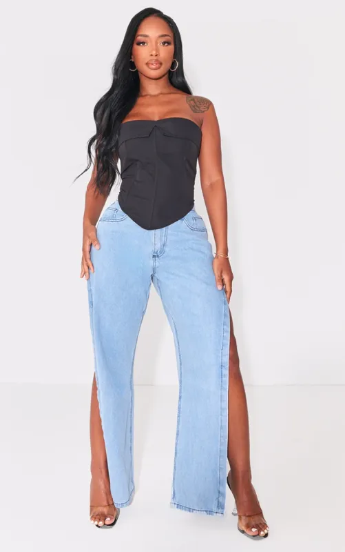 Shape Vintage Wash Extreme Split Detail Jeans sold by Pretty Little Thing