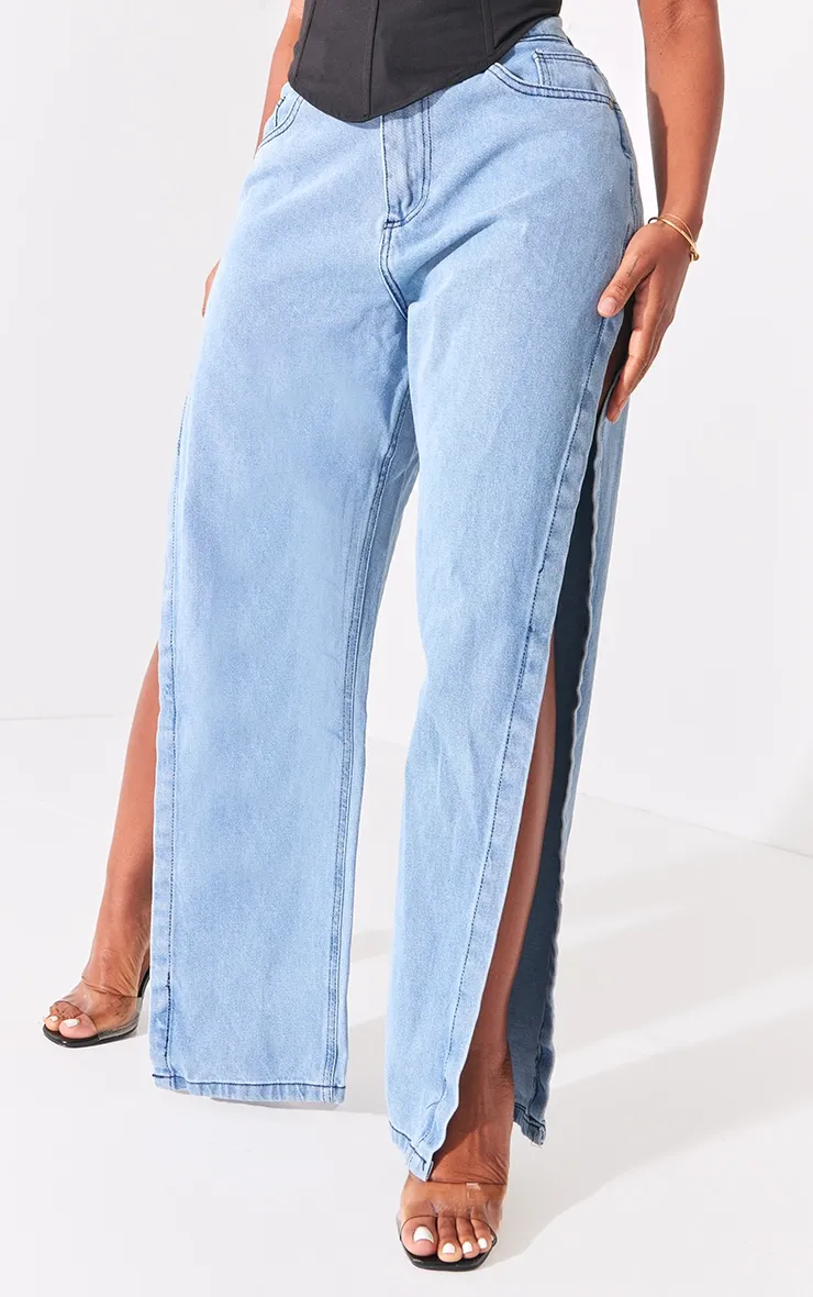 Shape Vintage Wash Extreme Split Detail Jeans sold by Pretty Little Thing product image thumbnail 4