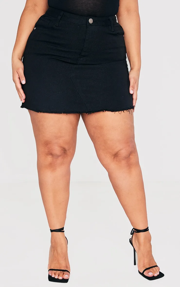 Plus Basic Black Denim Skirt sold by Pretty Little Thing product image thumbnail 2