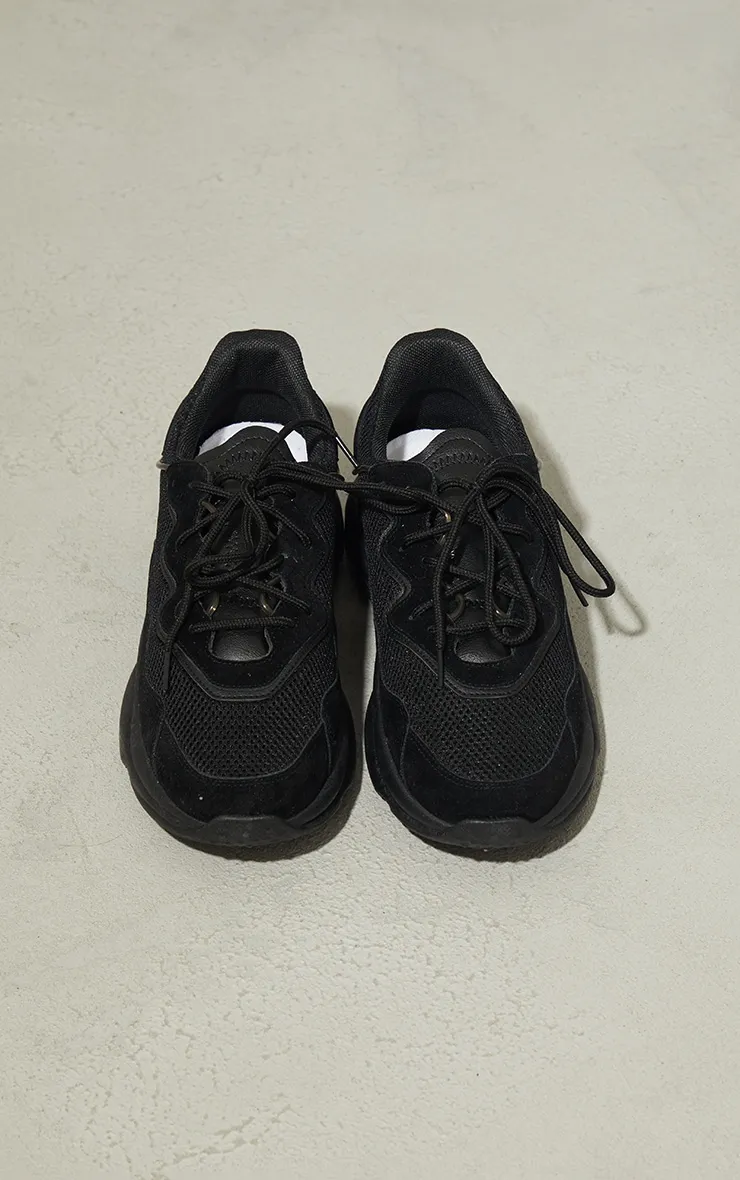Black Mesh Contrast Lace Up Bubble Sole Trainers sold by Pretty Little Thing product image thumbnail 3