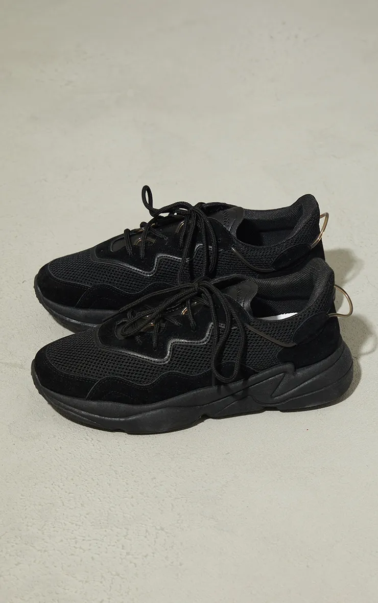 Black Mesh Contrast Lace Up Bubble Sole Trainers sold by Pretty Little Thing product image thumbnail 4
