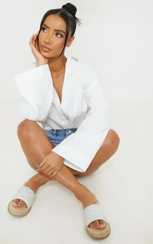 White Quilted Mule Flatform Espadrille Sandals sold by Pretty Little Thing