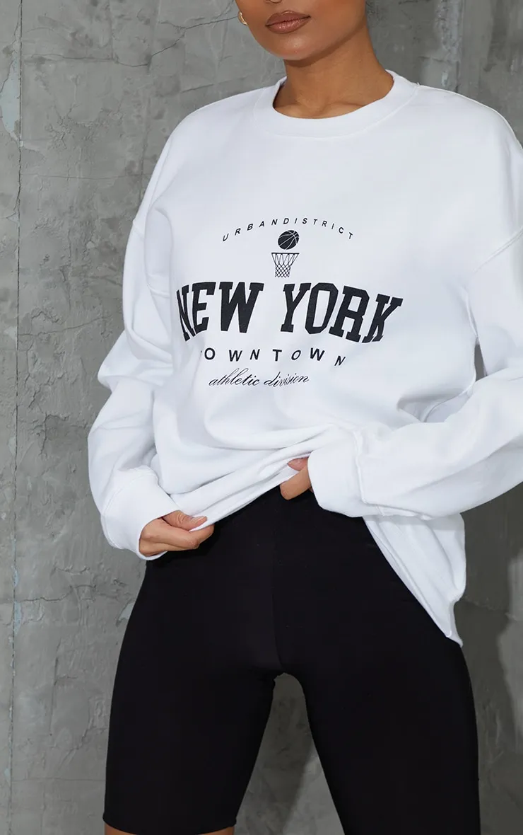 White New York Downtown Slogan Printed Sweatshirt sold by Pretty Little Thing product image thumbnail 4