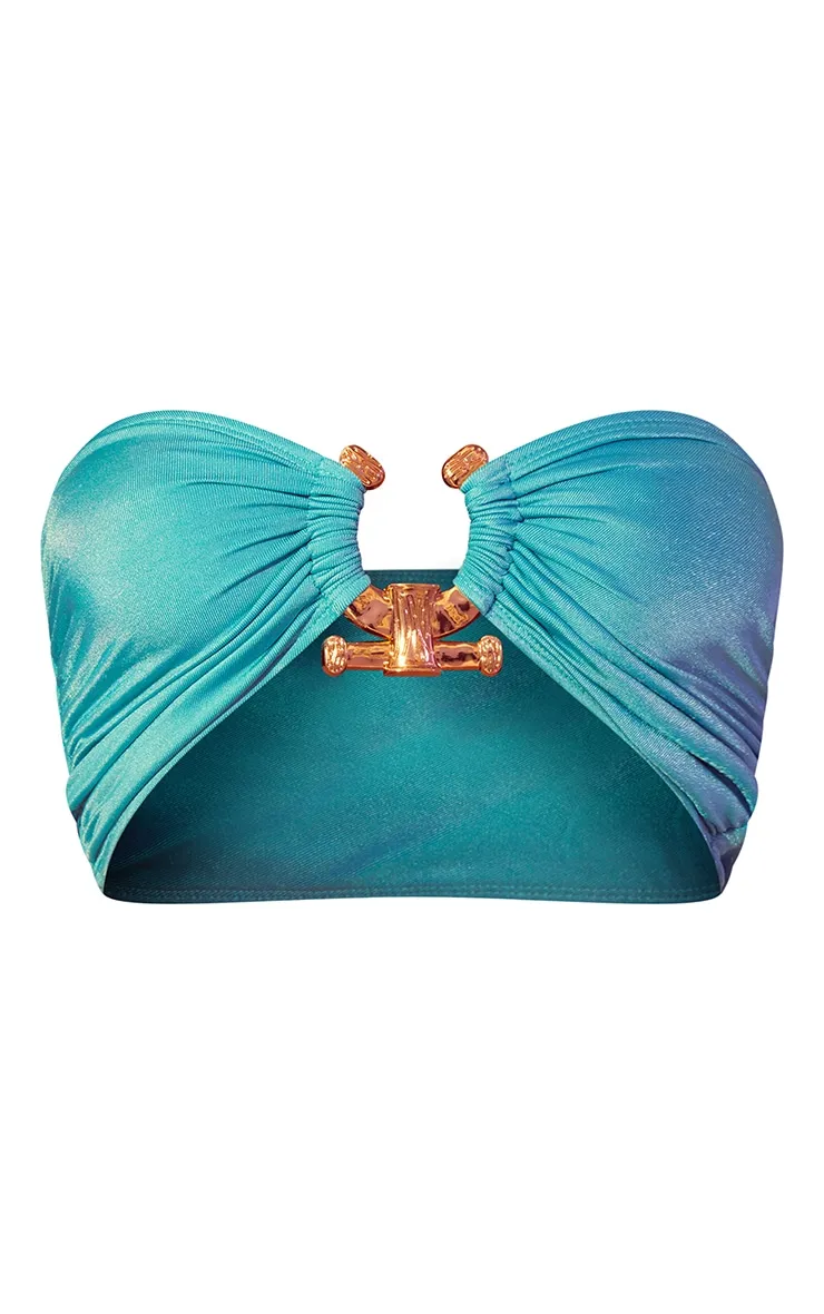 Blue Hammered Trim Bandeau Bikini Top sold by Pretty Little Thing product image thumbnail 5