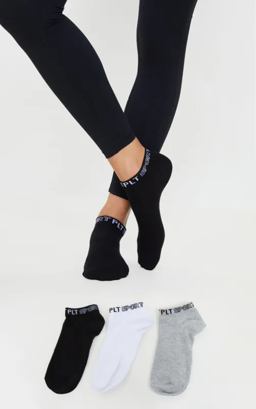 PRETTYLITTLETHING Monochrome 3 Pack Sports Ankle Socks sold by Pretty Little Thing