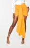 Orange Ruched Drape Front Mini Skirt sold by Pretty Little Thing