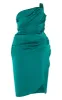 Plus Emerald Green Satin Drape Detail Side Split Midi Dress sold by Pretty Little Thing