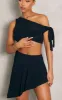 Black Slinky Asymmetrical Micro Mini Skirt sold by Pretty Little Thing