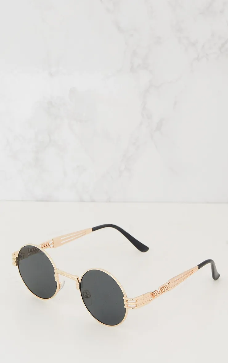 Black Rounded Metal Frame Retro Sunglasses sold by Pretty Little Thing product image thumbnail 3