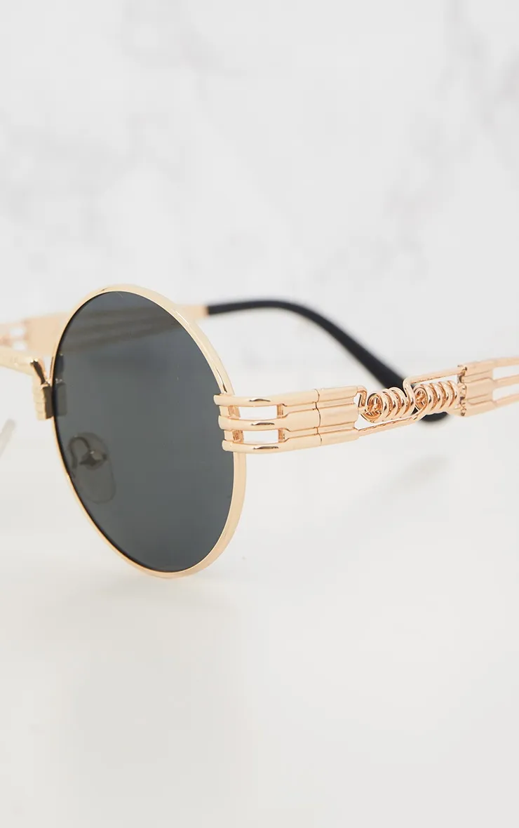 Black Rounded Metal Frame Retro Sunglasses sold by Pretty Little Thing product image thumbnail 4