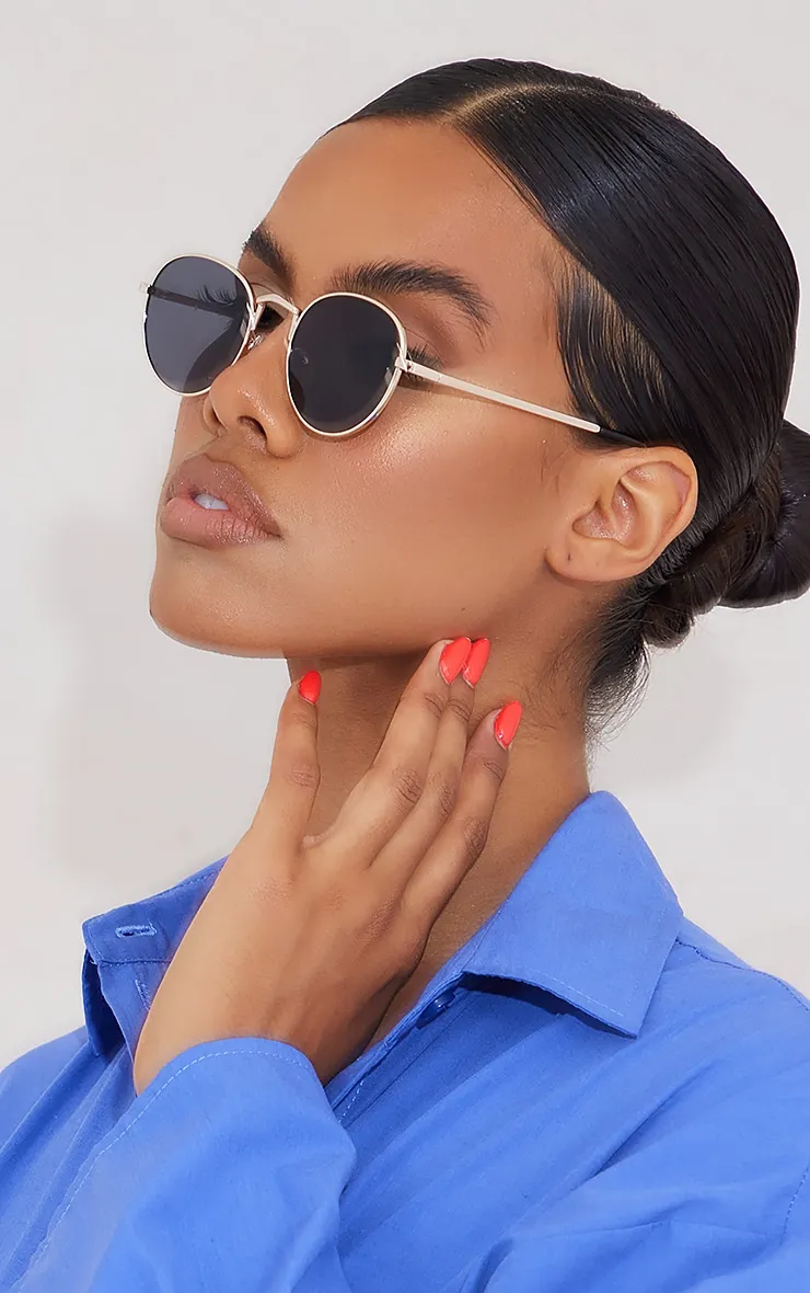 Black Rounded Lens Retro Sunglasses sold by Pretty Little Thing