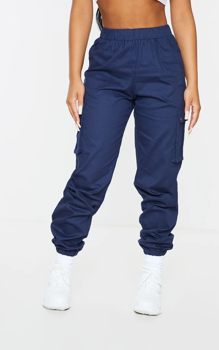 Petite Navy Pocket Detail Cargo Trousers sold by Pretty Little Thing product image thumbnail 2
