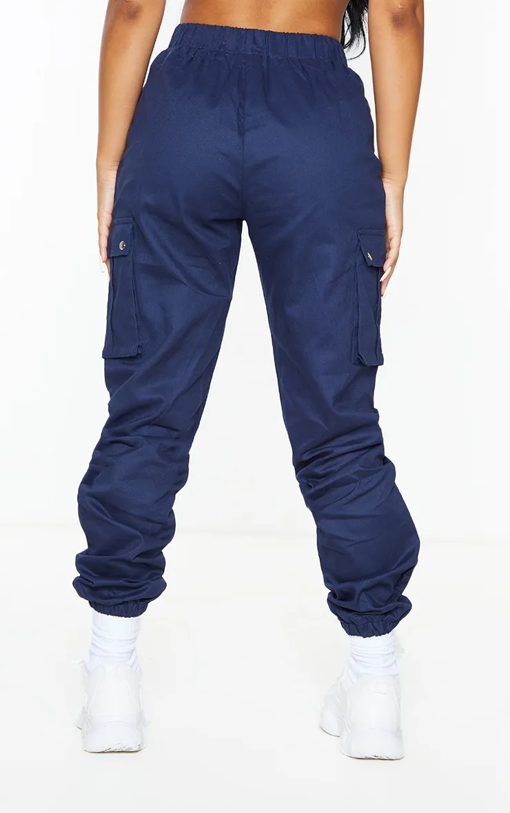 Petite Navy Pocket Detail Cargo Trousers sold by Pretty Little Thing product image thumbnail 3