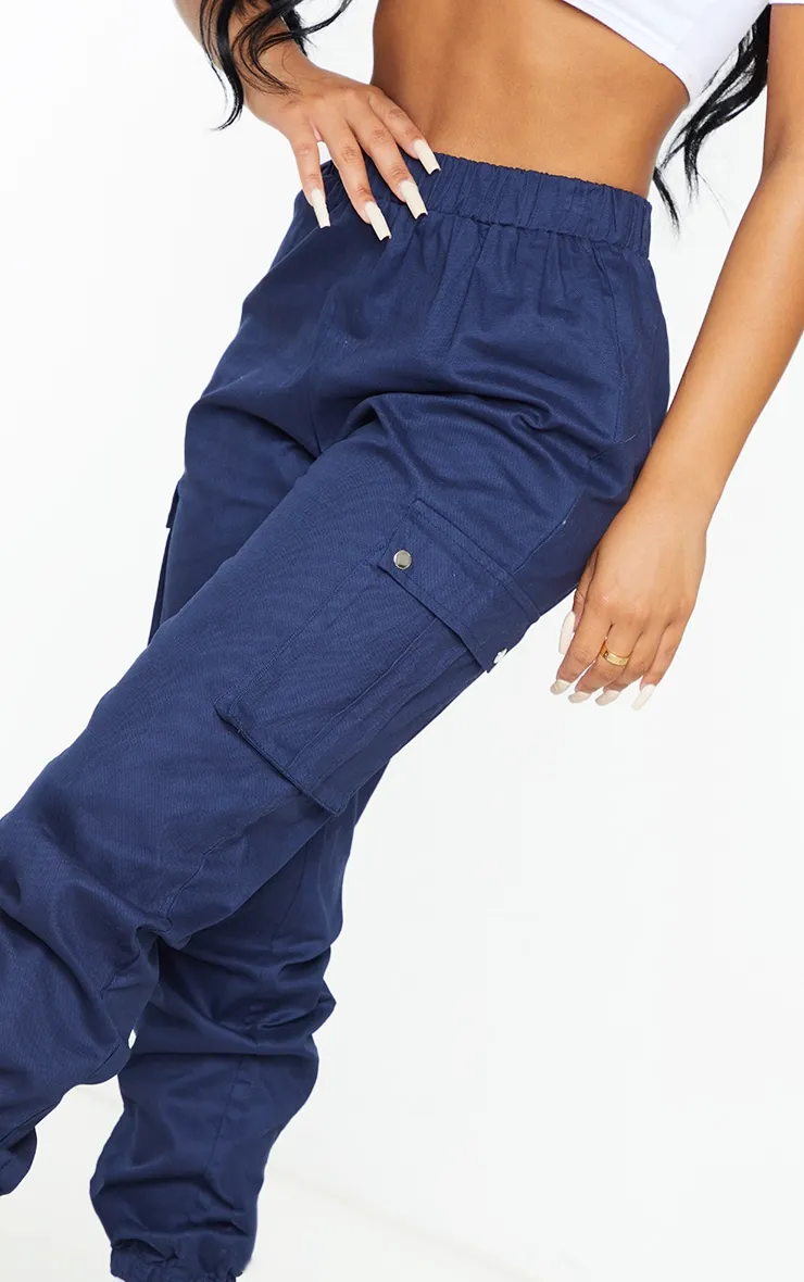 Petite Navy Pocket Detail Cargo Trousers sold by Pretty Little Thing product image thumbnail 4