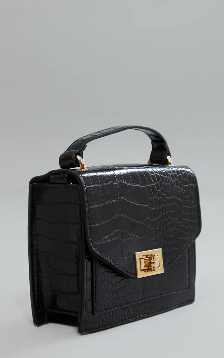 Black Croc Cross Body Bag sold by Pretty Little Thing product image thumbnail 3