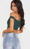 Dark Green Corset Mesh Bardot Top sold by Pretty Little Thing