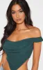Dark Green Corset Mesh Bardot Top sold by Pretty Little Thing