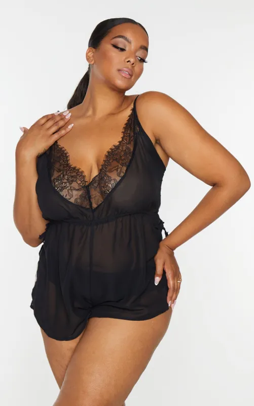 Plus Keke Black Chiffon Teddy made by Pretty Little Thing