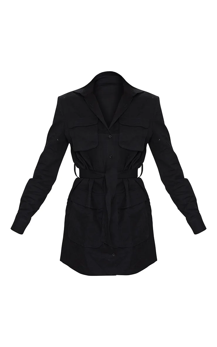 Black Utility Tie Waist Shirt Dress sold by Pretty Little Thing product image thumbnail 5